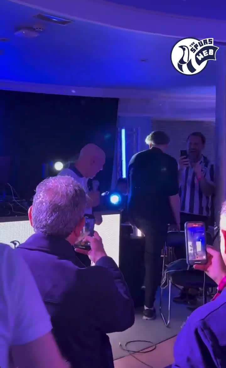 Daniel Levy gives speech in front of Spurs players, coaches and families after Europa League win