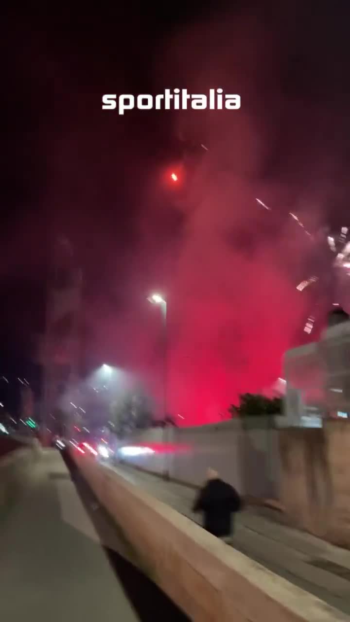 Napoli fans set off fireworks