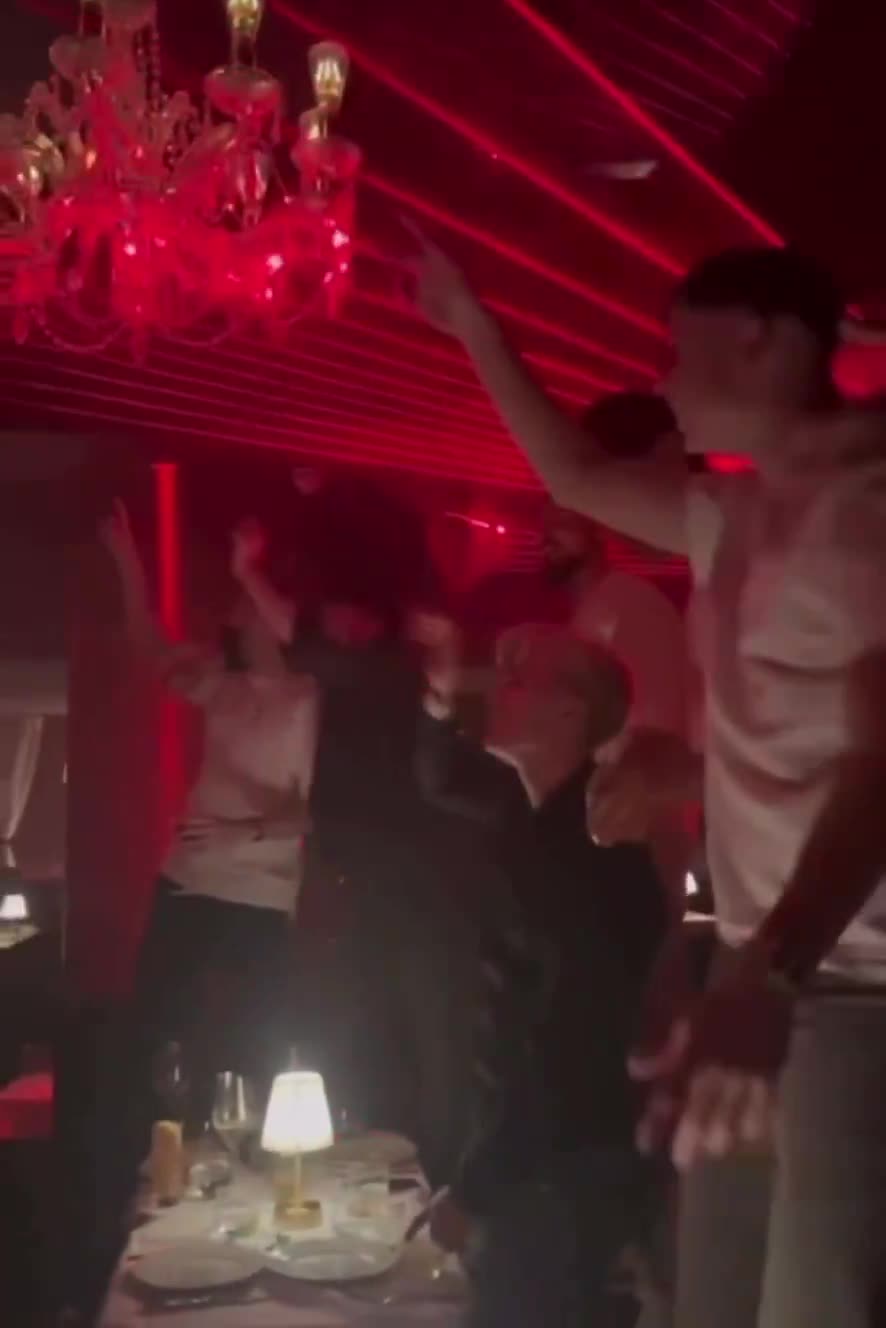 The Tottenham players are continuing the celebrations in London