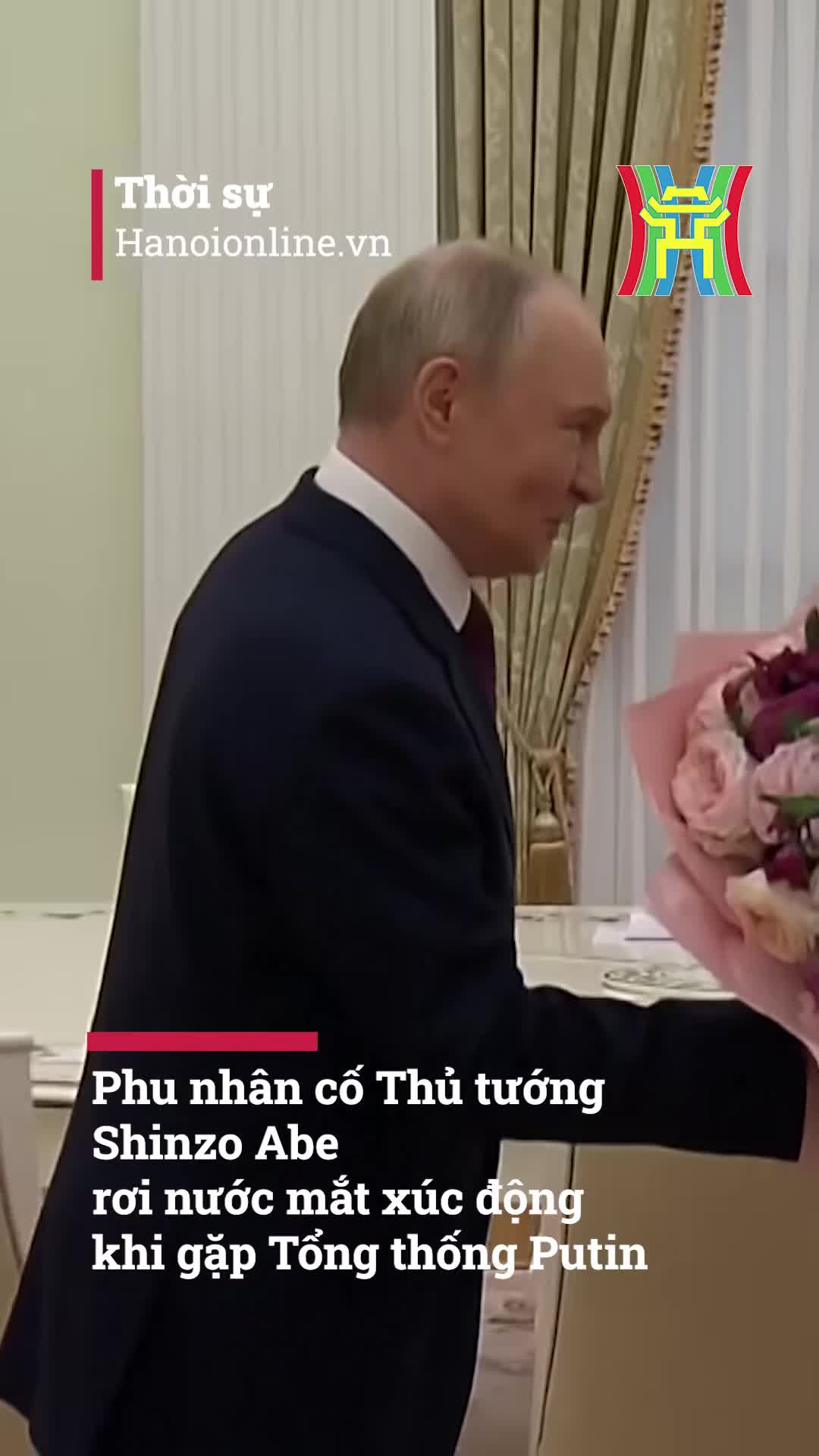 The wife of the late Japanese Prime Minister Shinzo Abe shed tears of emotion when meeting President Putin