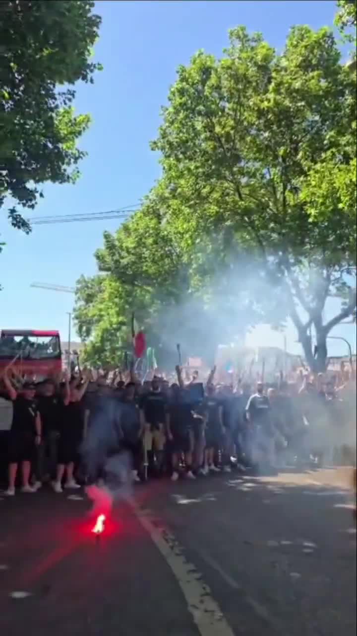 Curva Nord Inter in München this afternoon, ahead of the Champions League final against PSG tonight