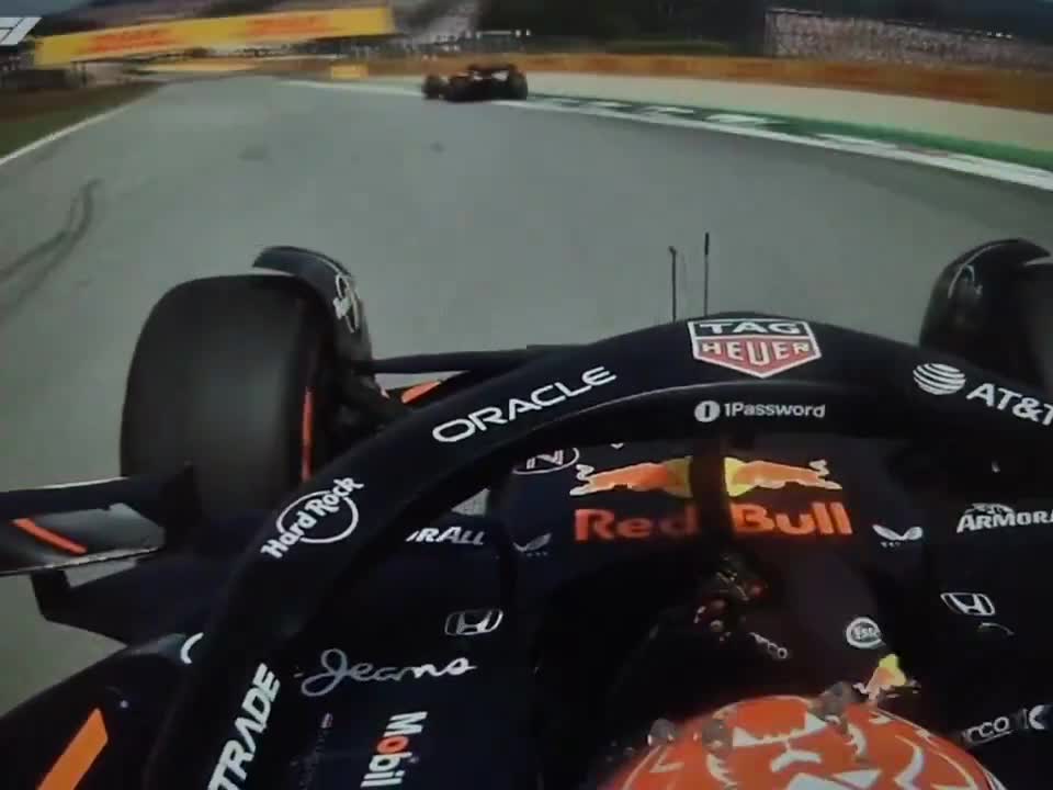 Max emoting mid-corner