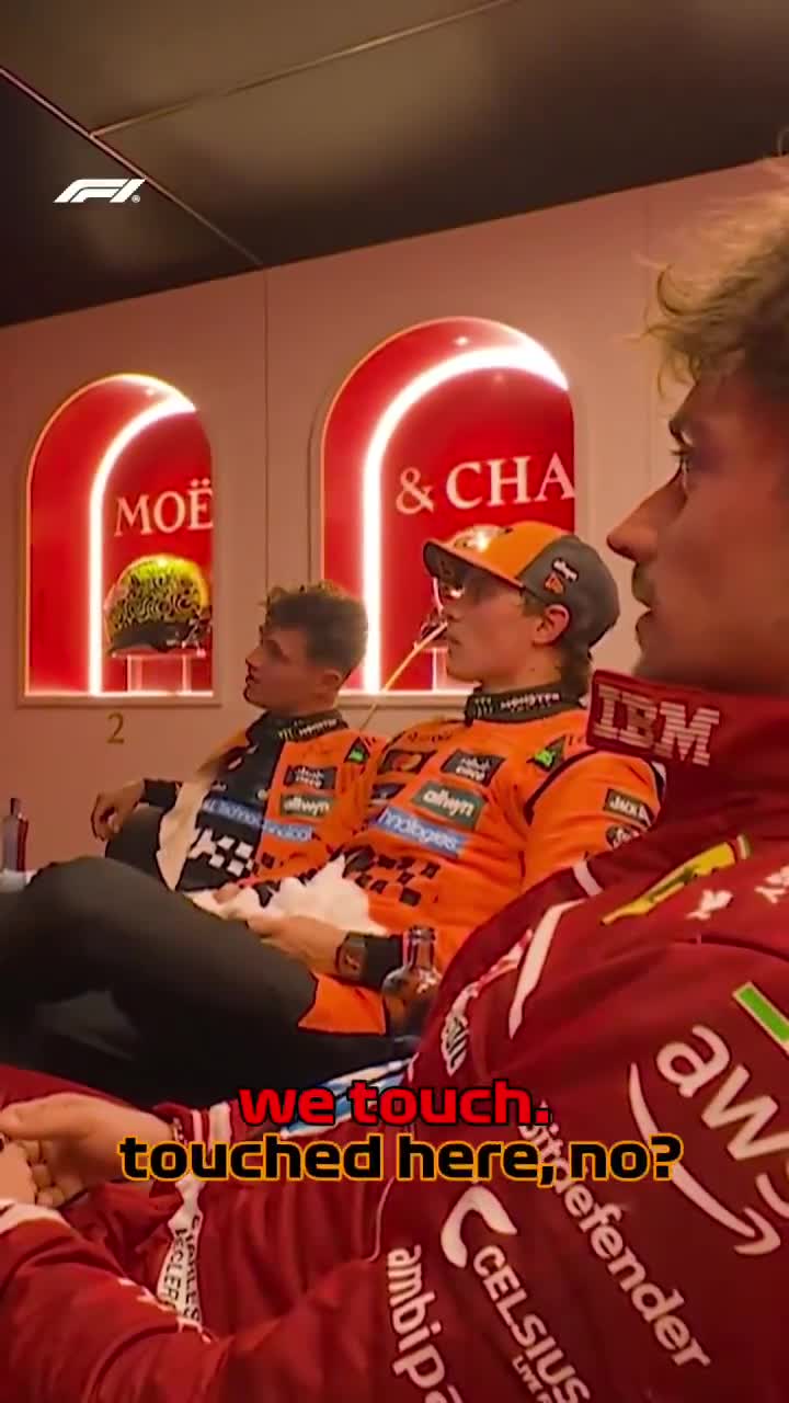 Oscar, Lando and Charles react to the big moments in Spain