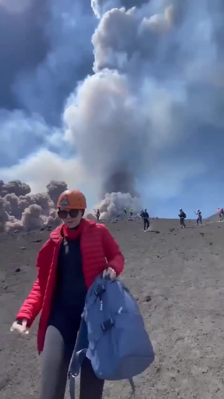 the Etna Volcano eruption in Sicily, Italy.