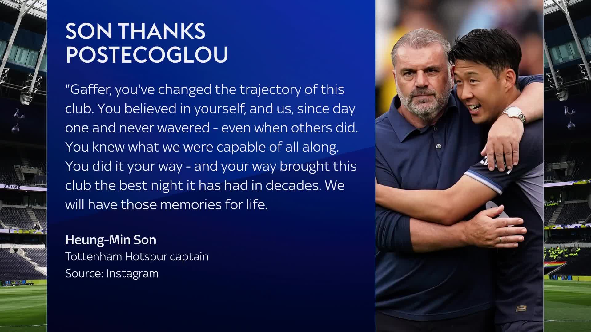 Heung-Min Son thanks Ange Postecoglou