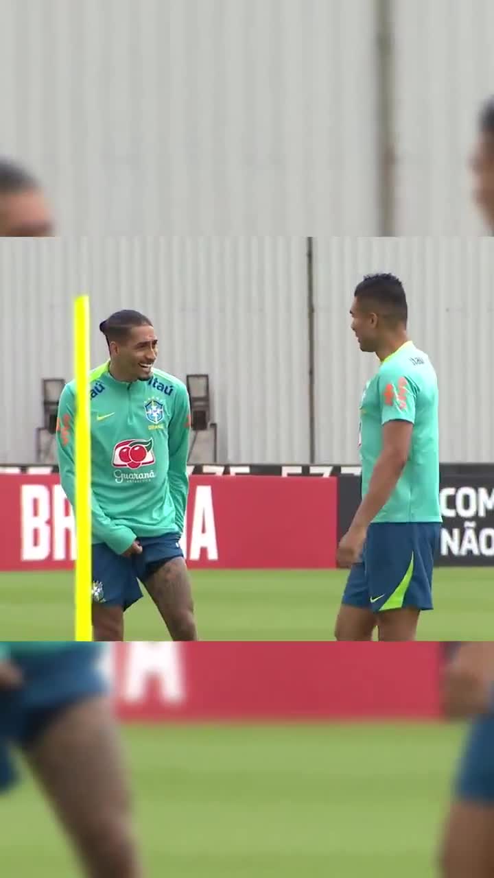 Casemiro doing Cristiano's SIUU celebration in Brazil training