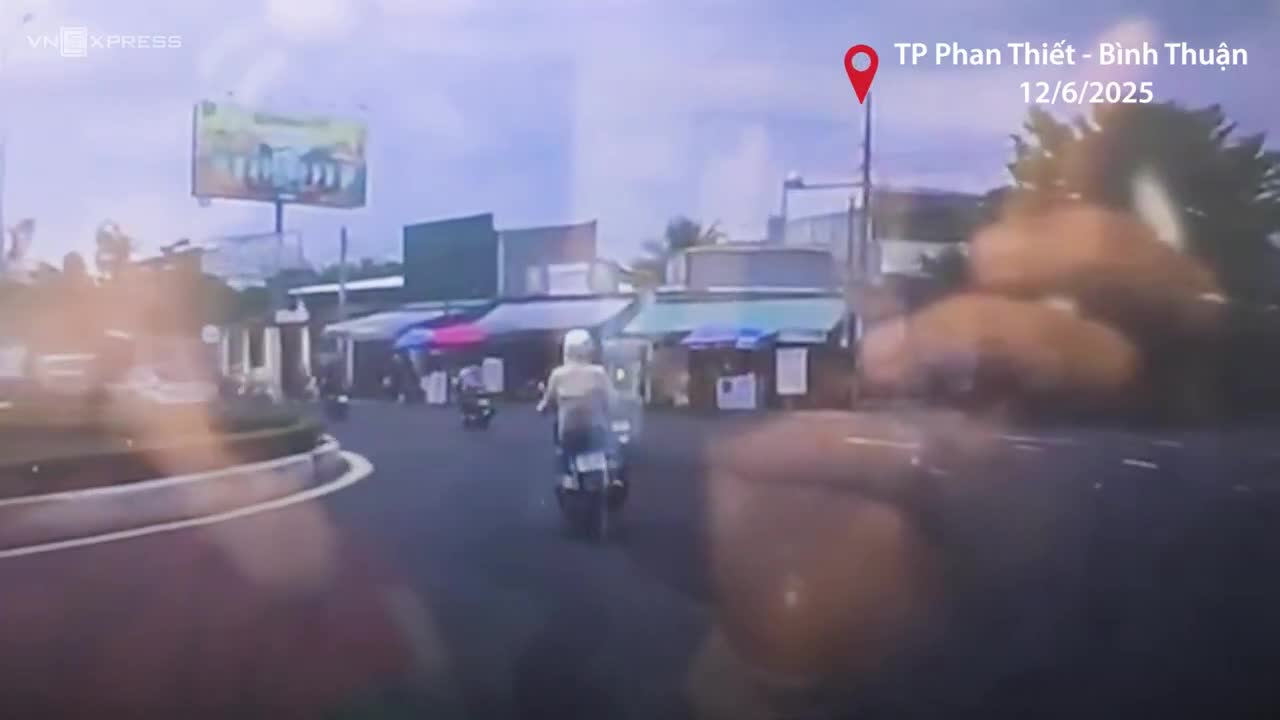 A car crashed into a motorbike and then plowed into a restaurant