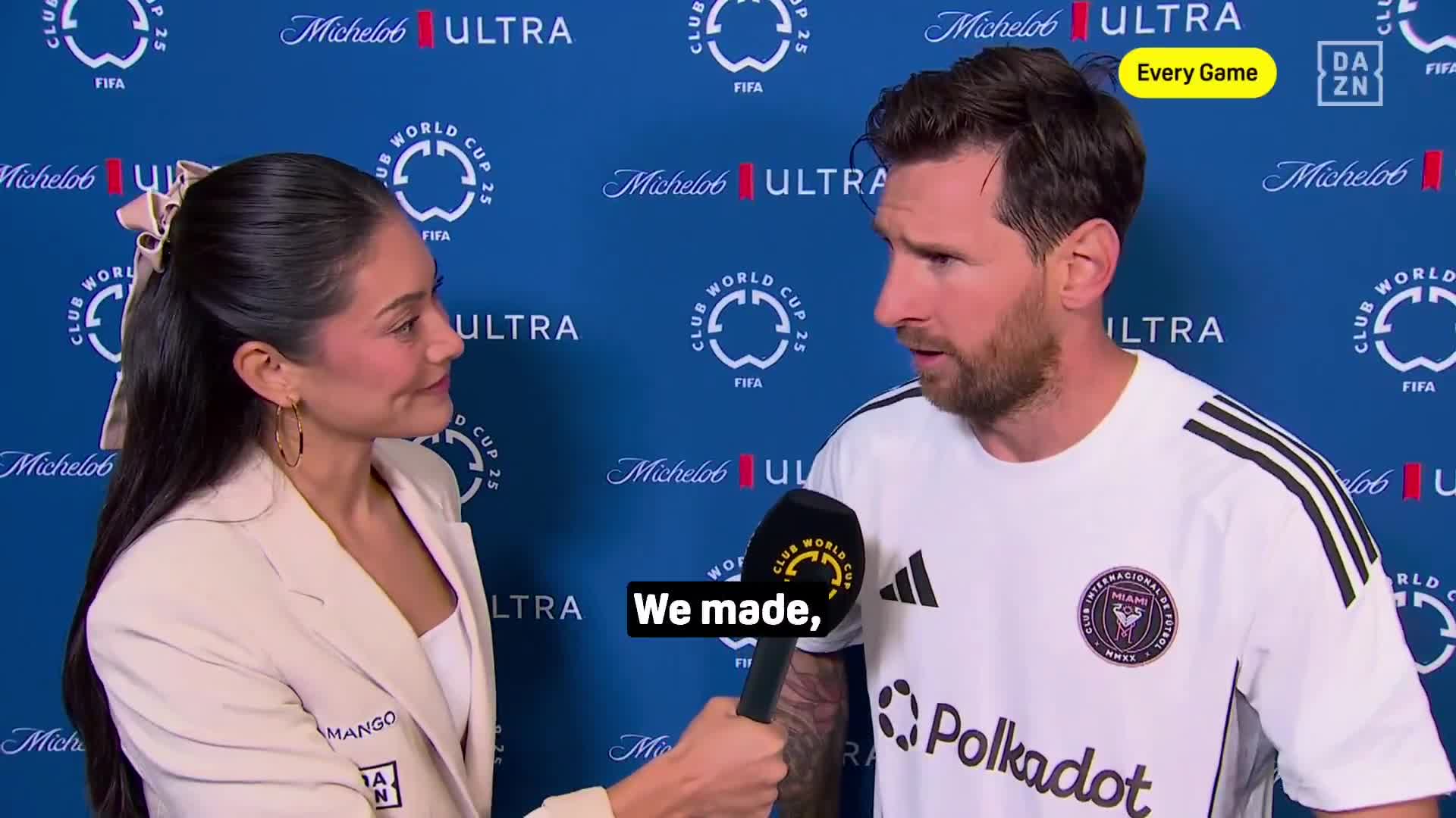 Messi interviewed after the win against Porto