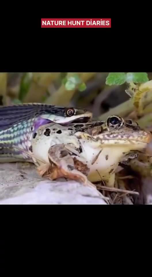 he slow and inevitable end... snake consumes frog whole