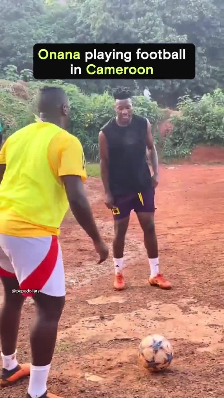 Onana playing football in Cameroon