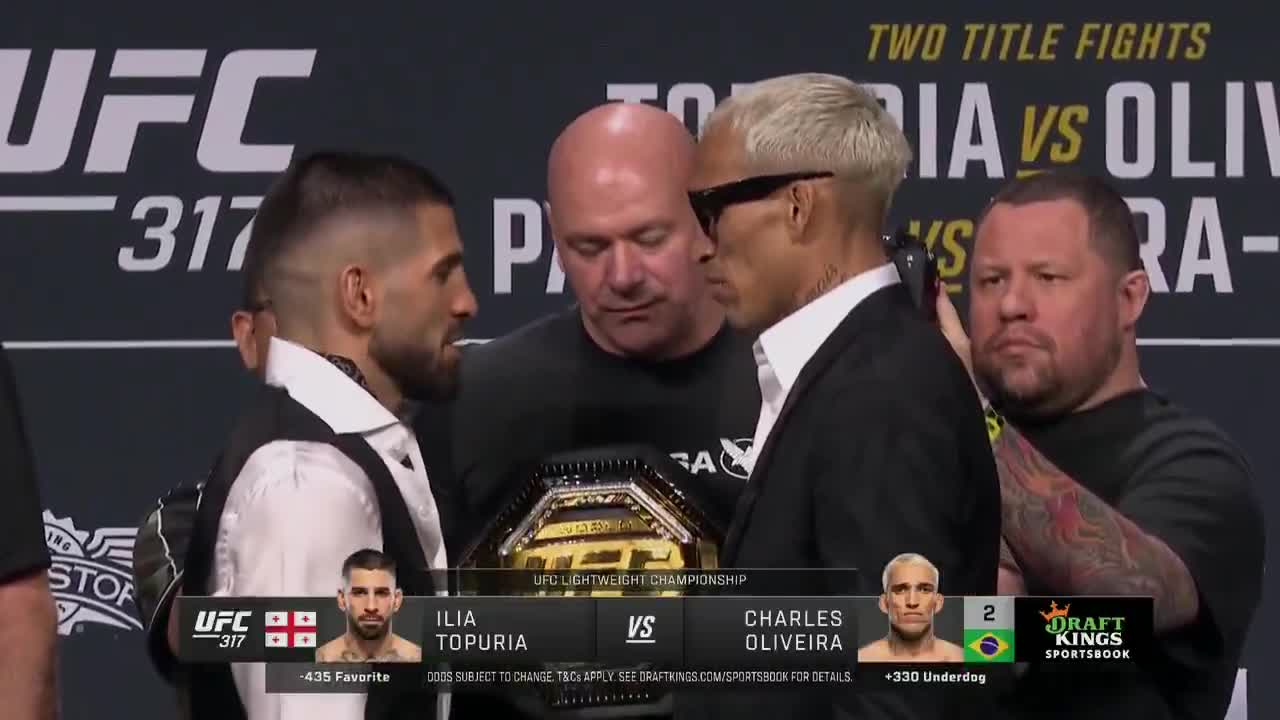Topuria and Oliveira exchange words ahead of UFC 317
