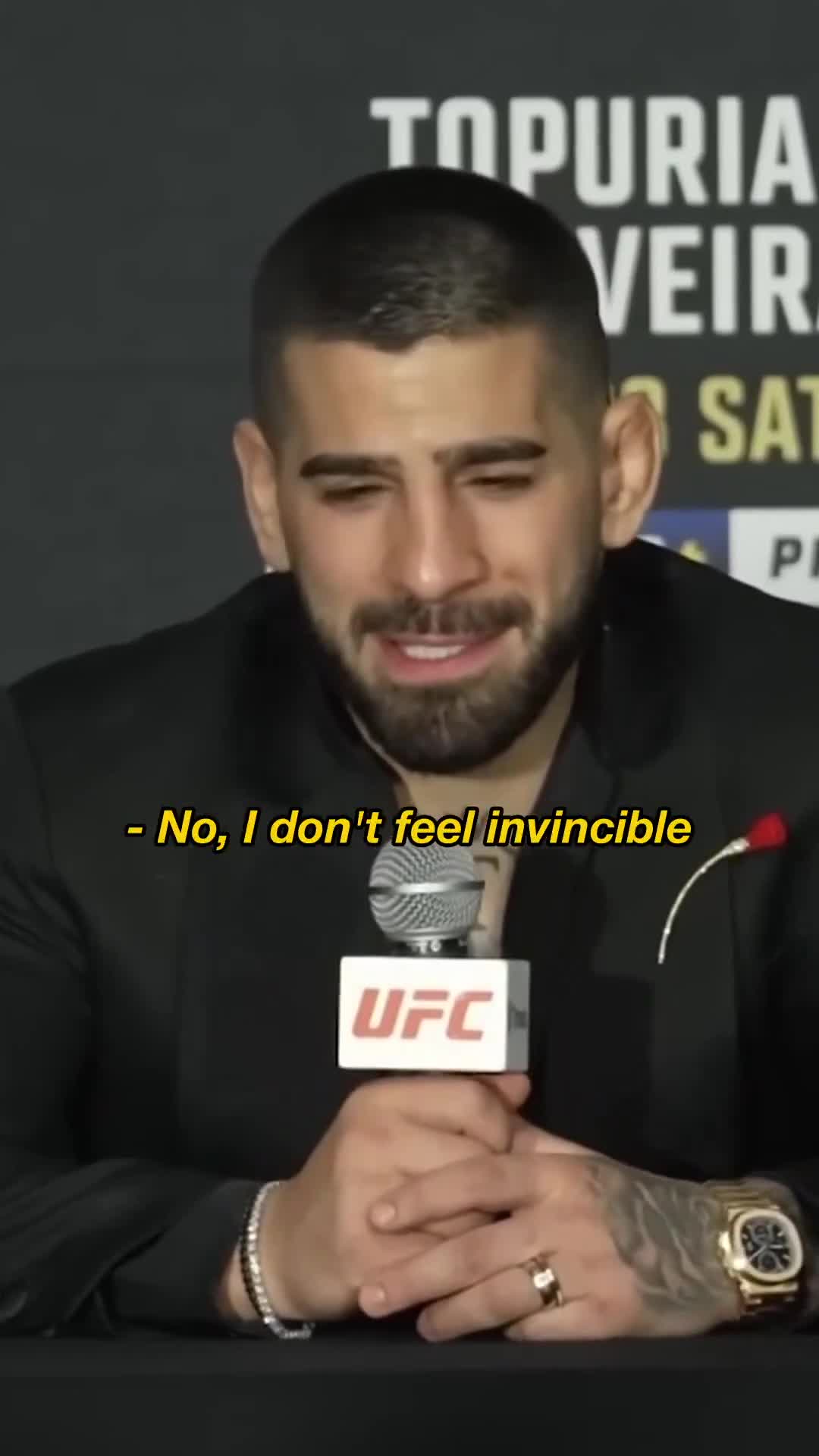 Ilia Topuria was asked if he feels invincible after his win last night, and his answer is amazing