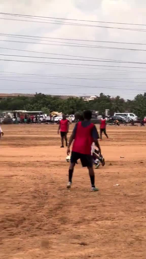 George Weah, former Ballon d'Or winner and Liberia’s ex-President, playing football at a school park in Ghana