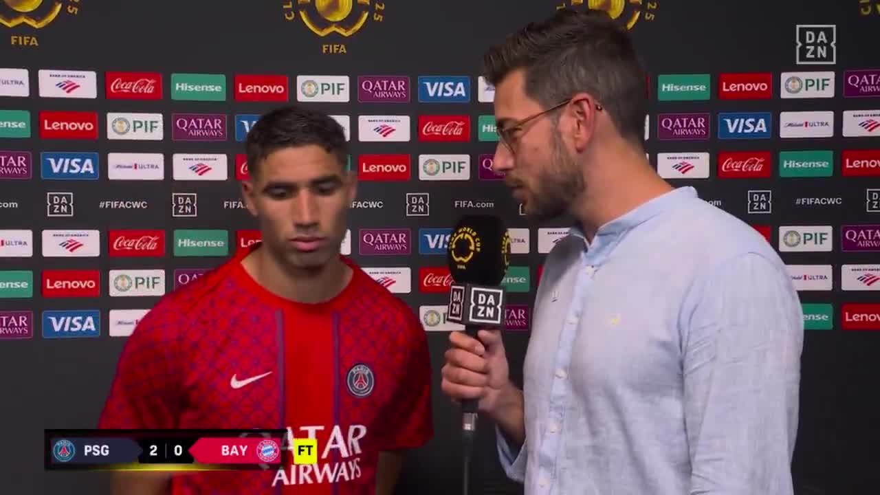 Post-match interview with Achraf Hakimi after PSG vs. Bayern Munich