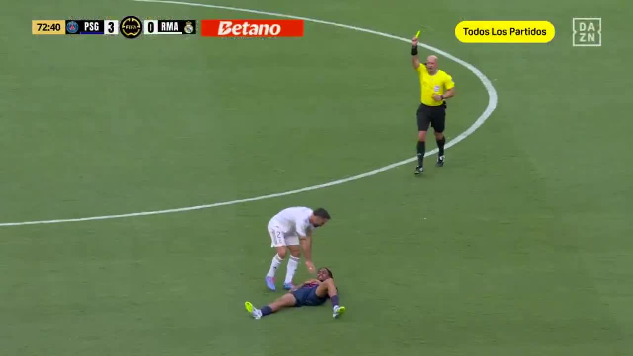 Carvajal was shown a yellow card for his challenge on Barcola.