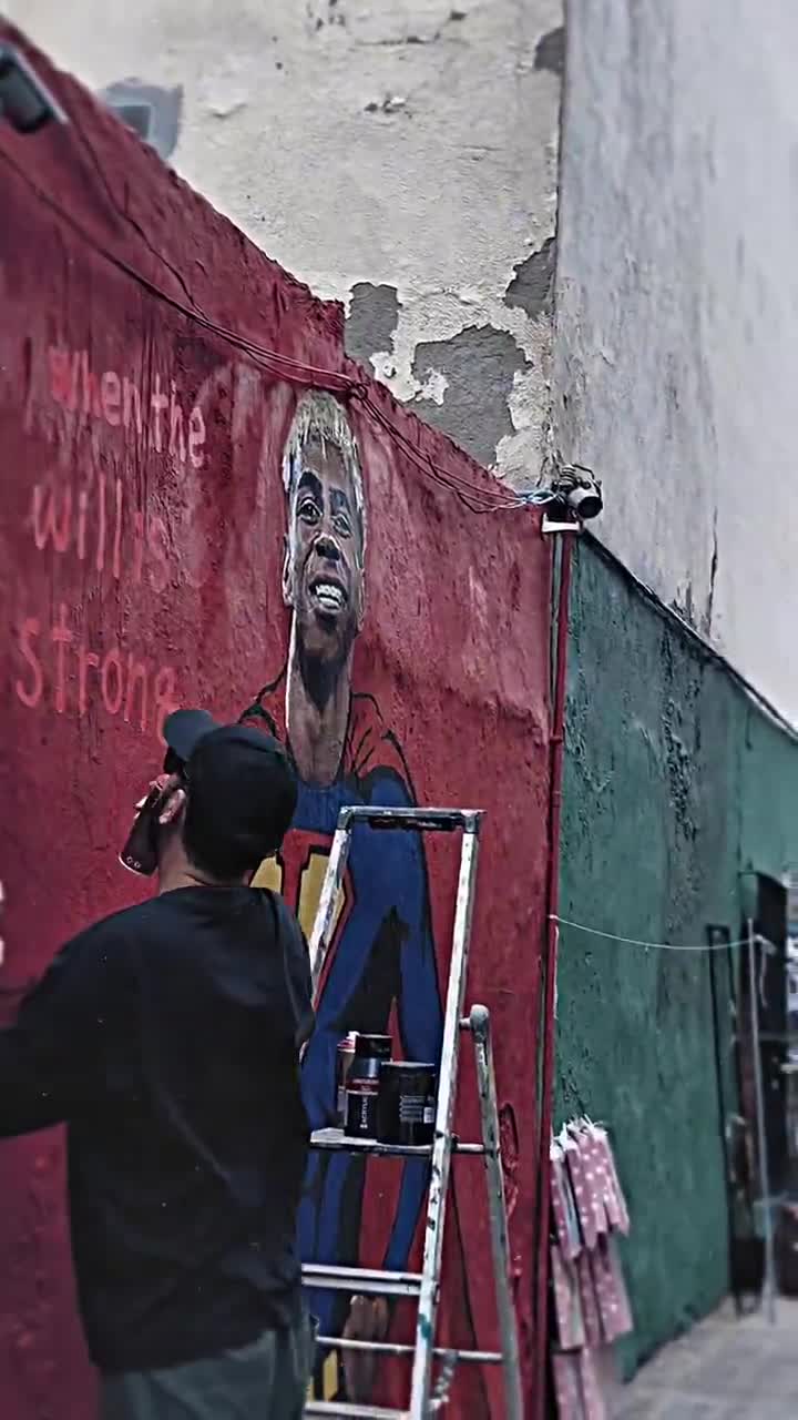 Lamine Yamal mural in the streets of Barcelona