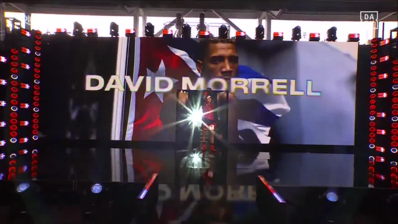 David Morrell Jr. makes his ring walk for his bout against Imam Khataev