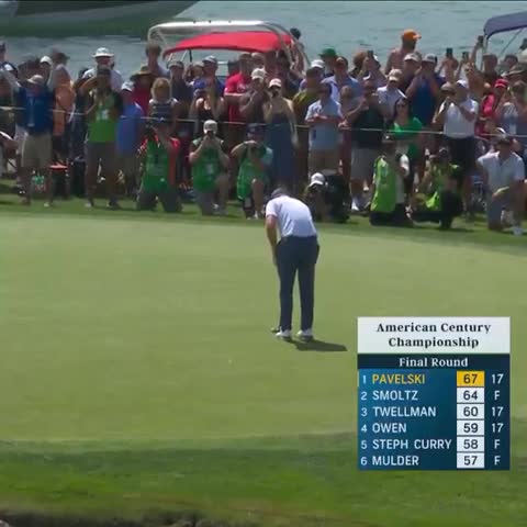 Joe Pavelski drills this eagle putt for a walk-off win at the American Century Championship. - r-hockey