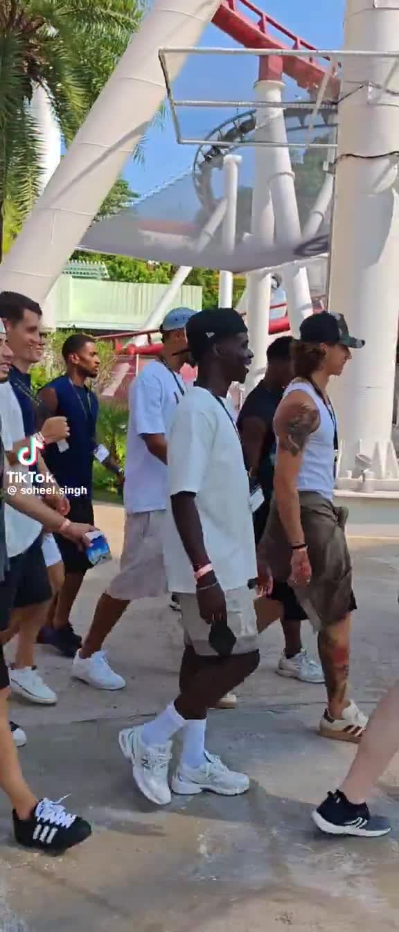 Arsenal players on the streets of Singapore.