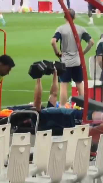 Kai Havertz doing weights during Arsenal’s pre-season training.