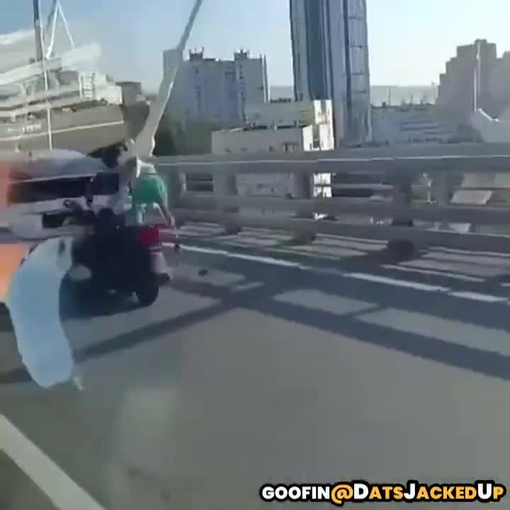 Motorcyclist rear-ends a car.