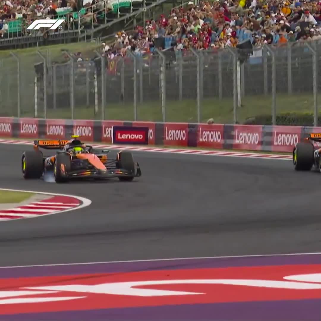 Lando and Oscar nearly come together at Turn 1 during FP1 at the Hungarian GP