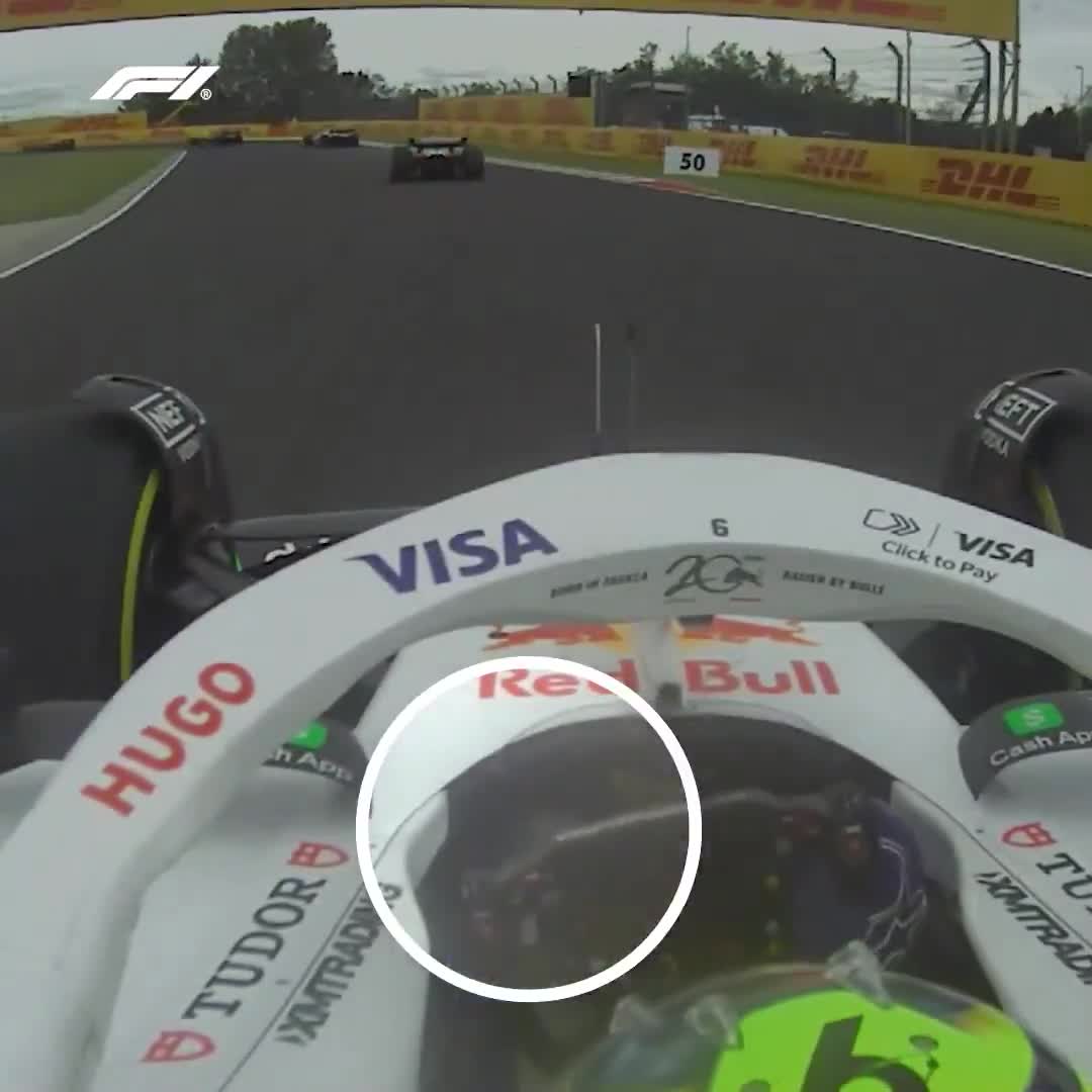 Isack Hadjar gets hit by gravel on opening lap of Hungarian GP