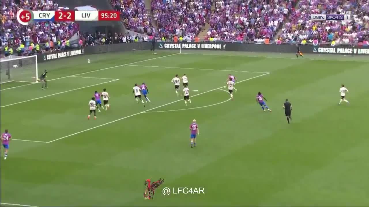 Justin Devenny  chance against Liverpool 90+6'