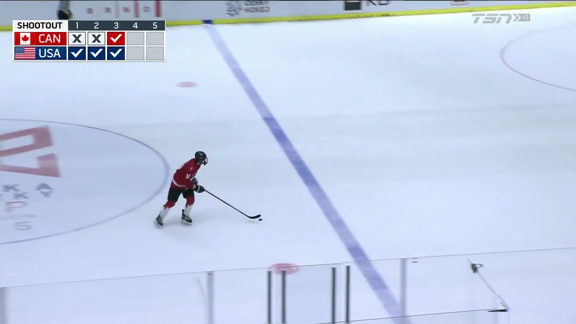 The United States defeated Canada in the Hlinka Gretzky Cup semifinals, winning in a shootout to advance to the gold medal game