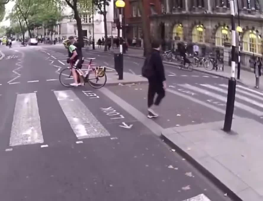 Maybe the cyclist will think twice next time!
