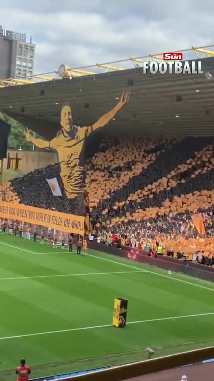 Wolves fans with an absolutely incredible tribute to their former player Diogo Jota