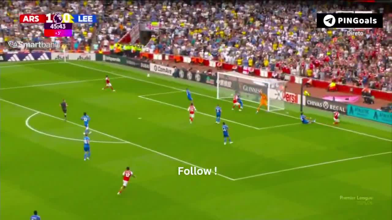 Arsenal [2] - 0 Leeds - B. Saka 45+1'