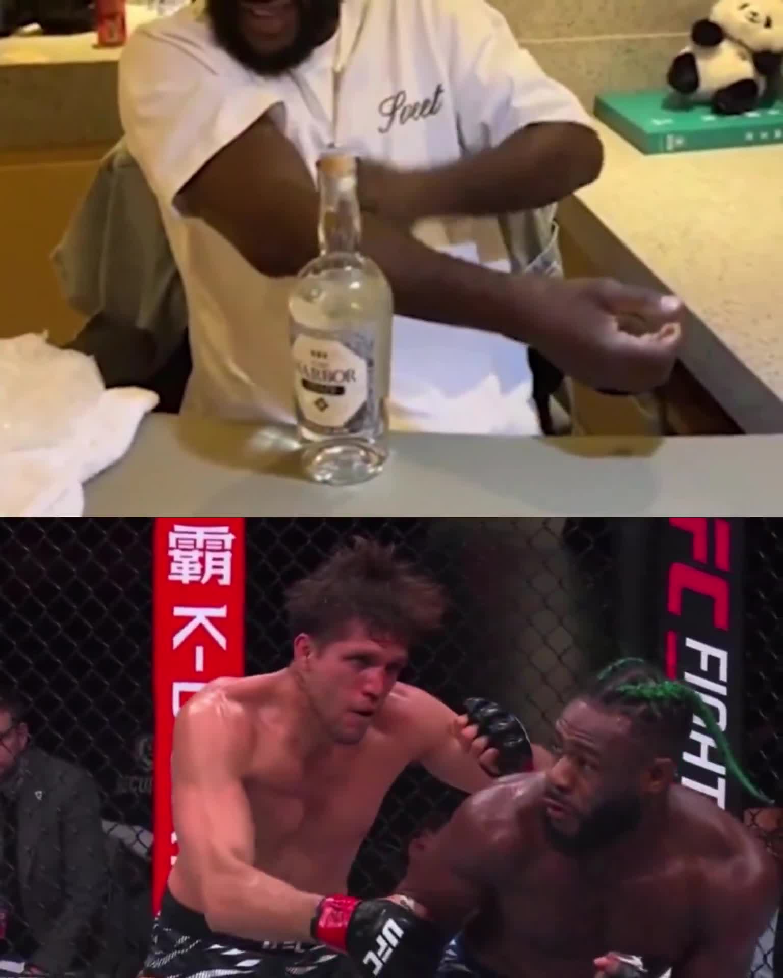 Aljamain Sterling’s elbow is a balloon after that spinning elbow on Brian Ortega