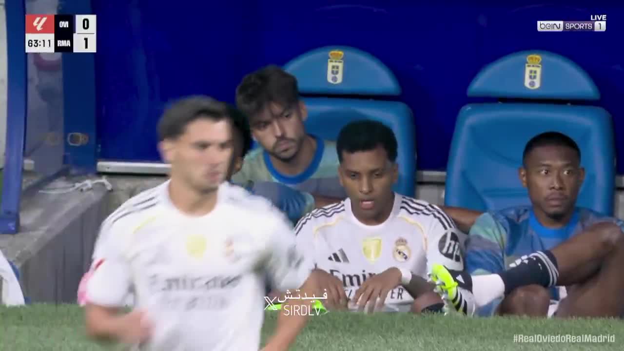 Rodrygo's reaction after being substituted in the Oviedo vs. Real Madrid match