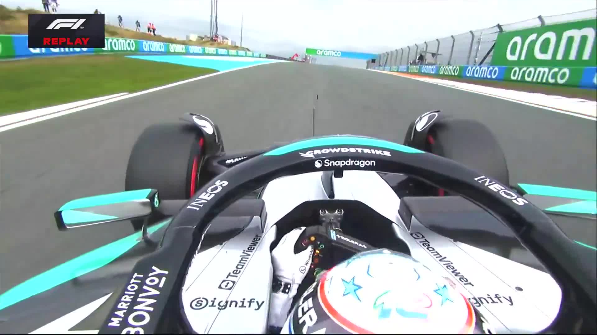 Onboard view from Kimi’s cockpit