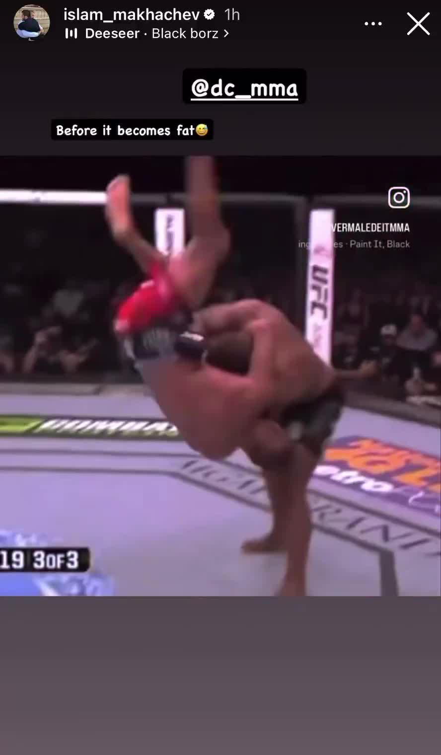 Islam Makhachev reposted a video with Da...
