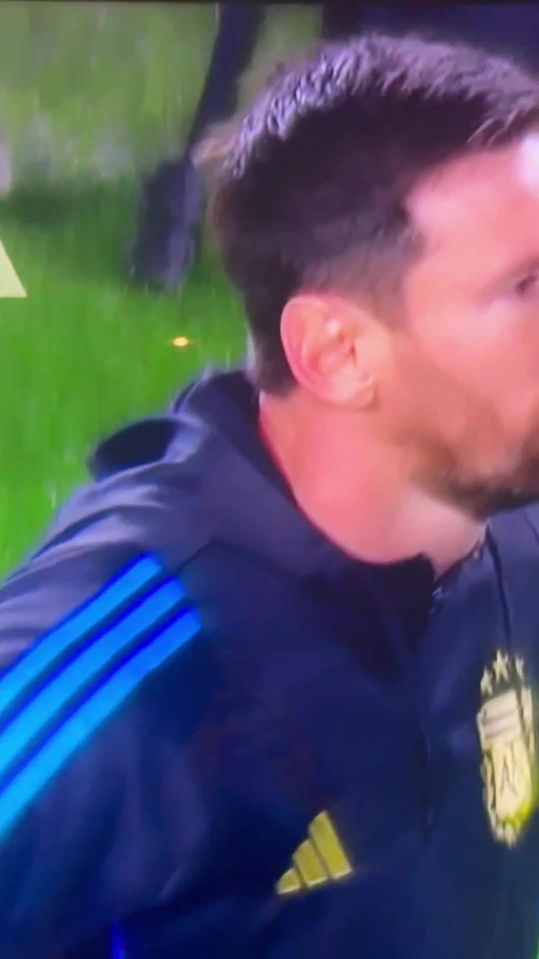 Messi is crying during warm ups