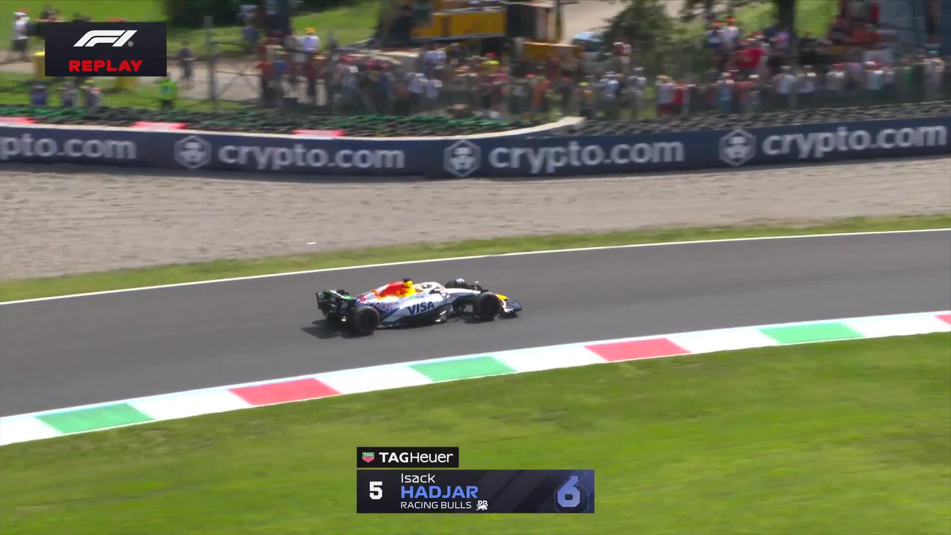 Hadjar’s off causes damage to the floor of his Racing Bulls car.