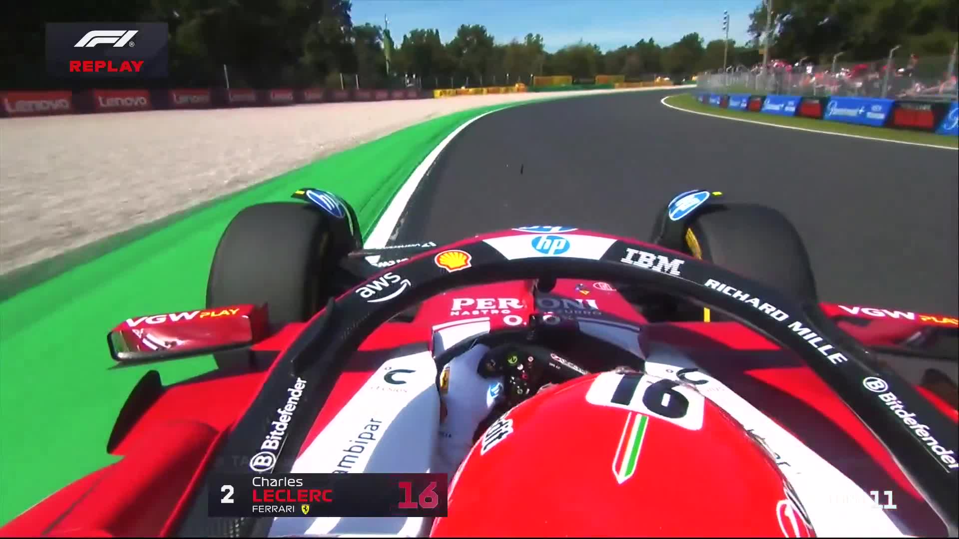 Leclerc has a moment rounding the Parabolica