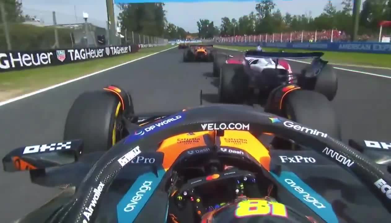 Oscar Piastri's outside overtake on Charles Leclerc at the first Lesmo in onboard camera!