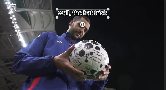 Merinos team mates sign the match ball after the Arsenal midfielder scored a hat trick against Turkey