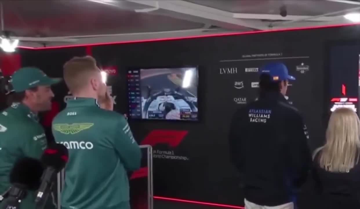 Fernando Alonso and Carlos Sainz react to Max Verstappen’s pole lap at the 2025 Japanese GP