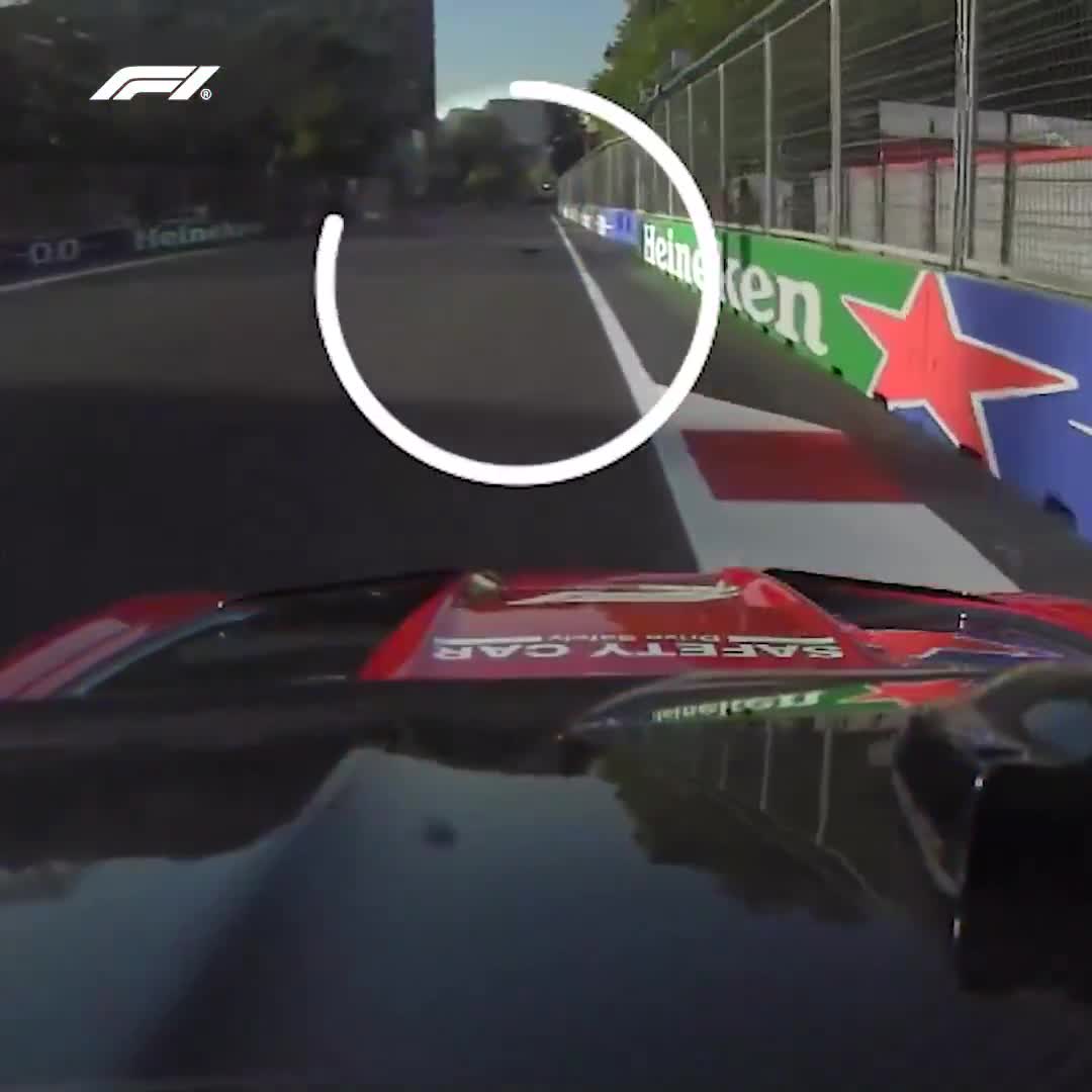 A lucky escape for our feline friend in Baku, spotted by Charles Leclerc - AzerbaijanGP 2023