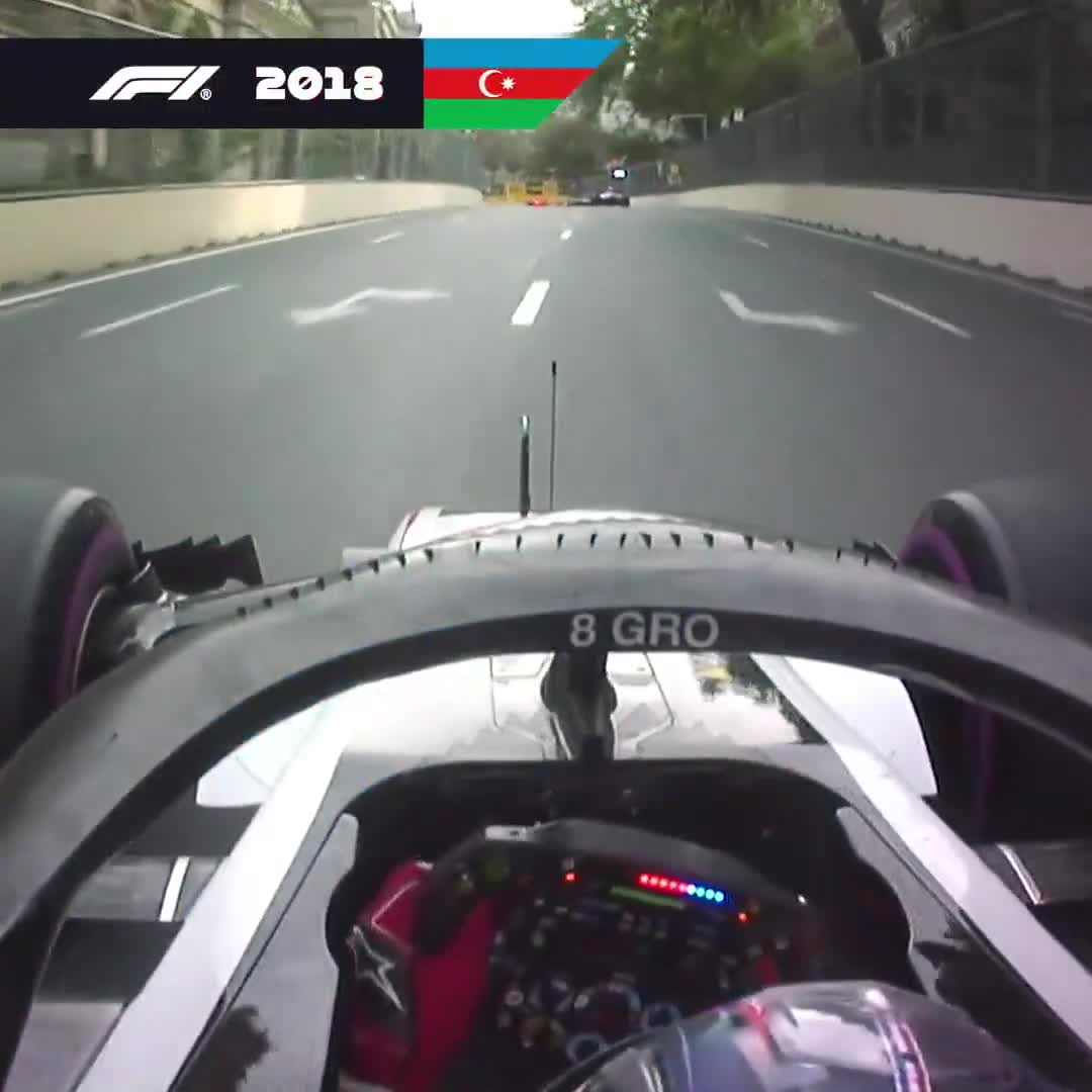 Romain Grosjean Involved in an Incident at the 2018 Azerbaijan Grand Prix