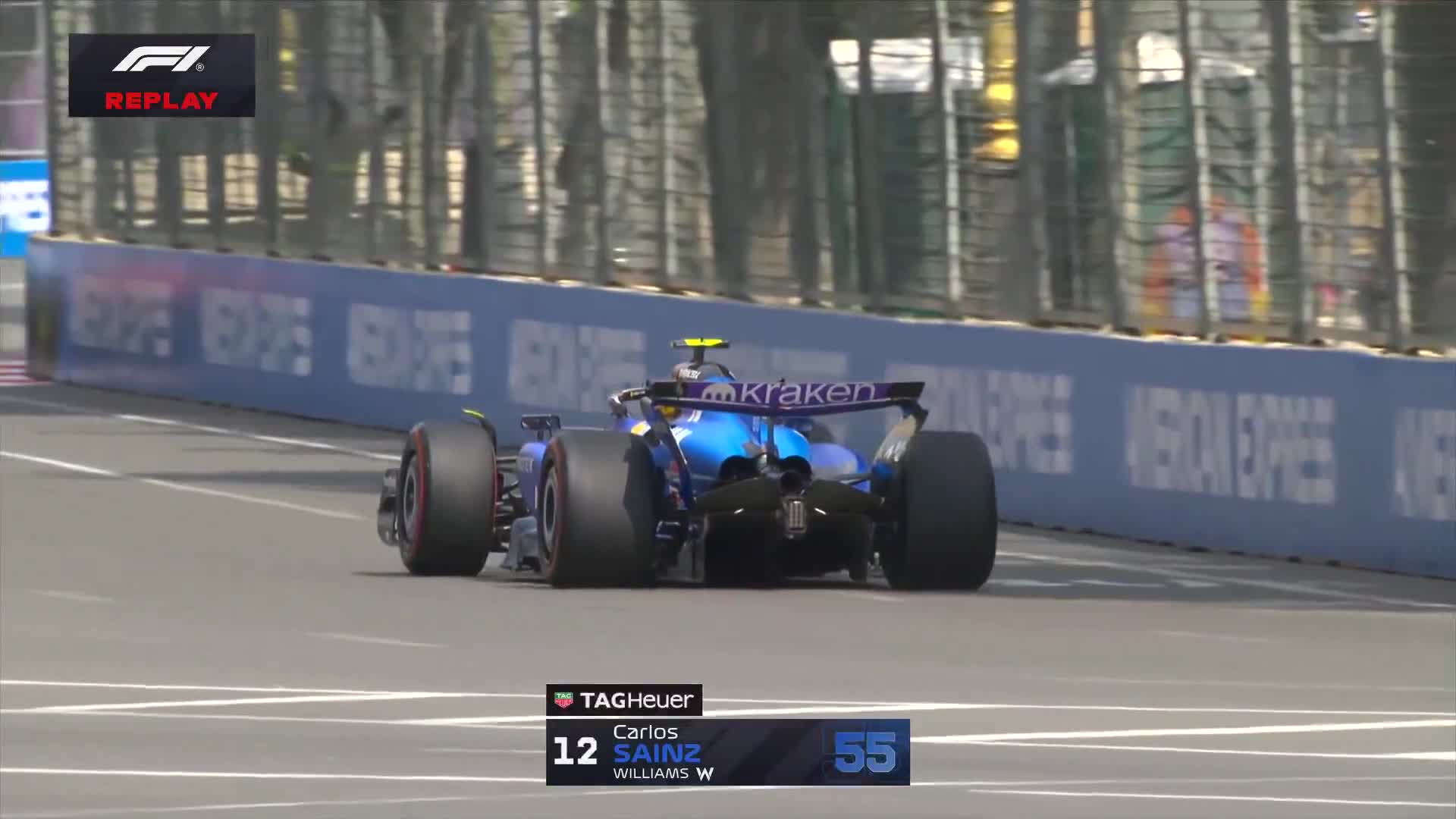 Looks like some rubber on the Turn 16 kerb came loose when Carlos Sainz rounded the corner