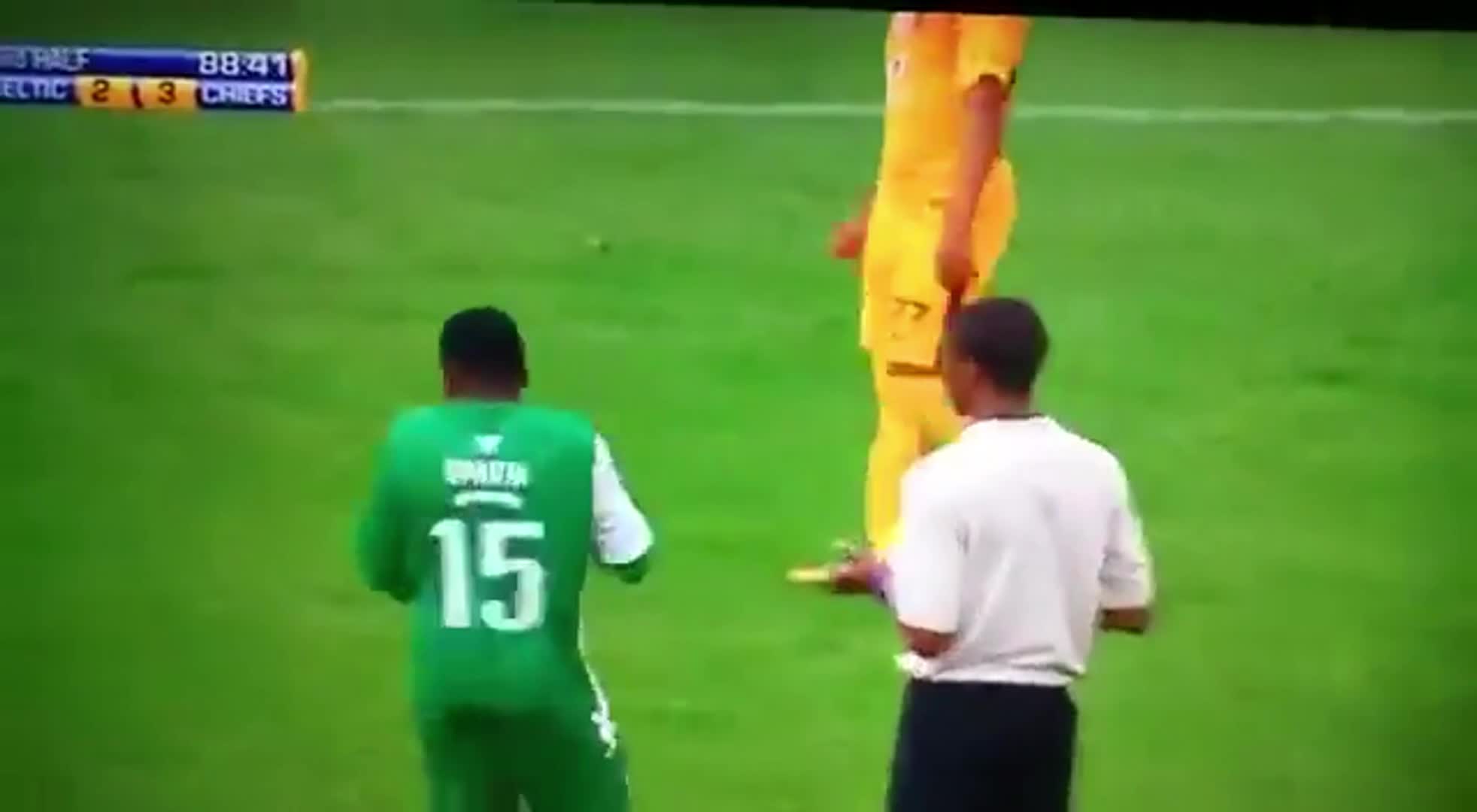 He received a yellow card for doing this (2)