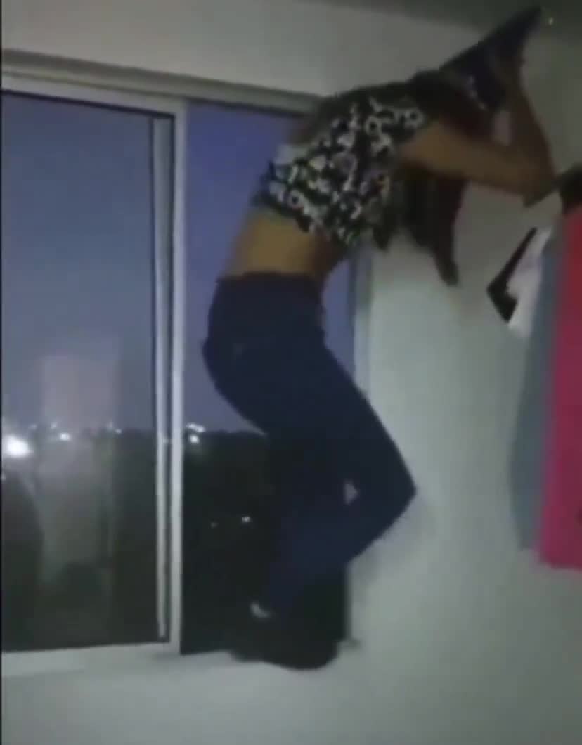 Dancing girl falls from window
