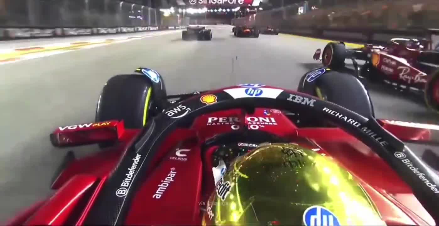 Lewis Hamilton’s race start. He has Kimi ahead and Isack behind him
