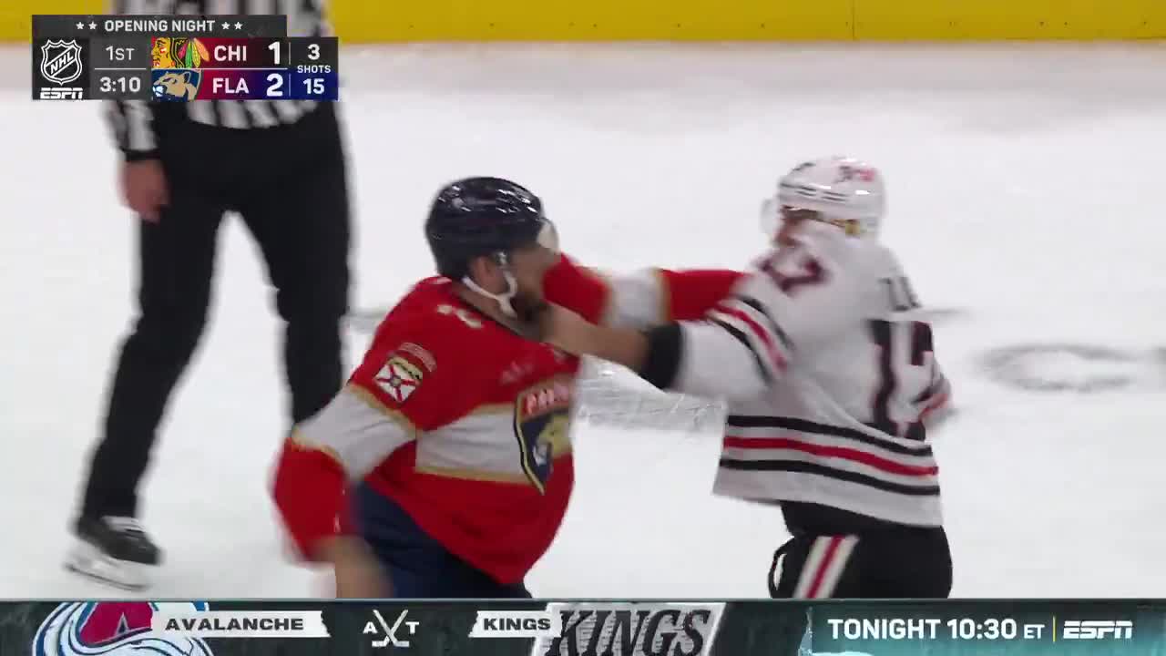 A.J. Greer and Nick Foligno drop the gloves