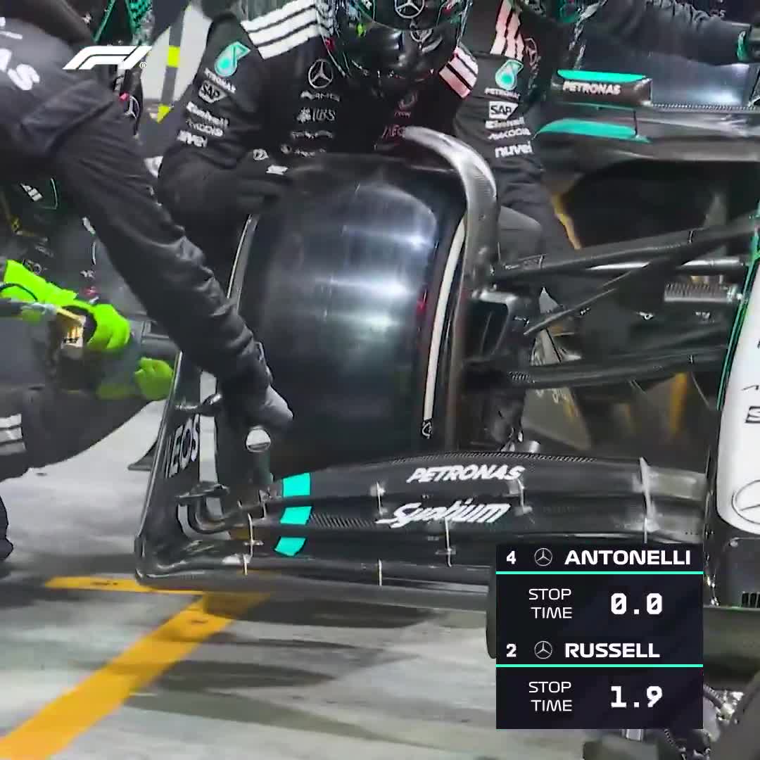 A clean double stack from the Mercedes crew